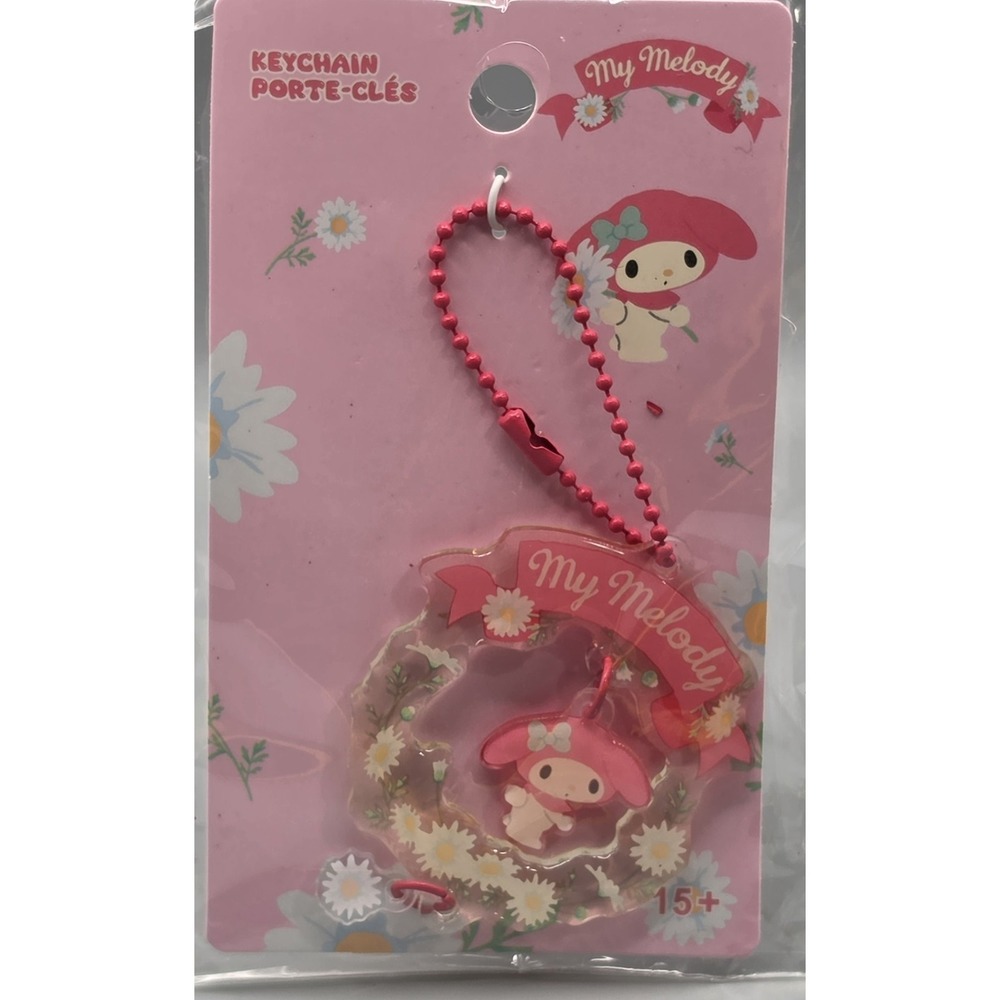 Sanrio My Melody Acrylic Keychain MINISO 2024 Floral Daisy Pink New